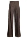 Brunello Cucinelli Cotton Wide Leg Denim Effect Pants In Brown In Brown