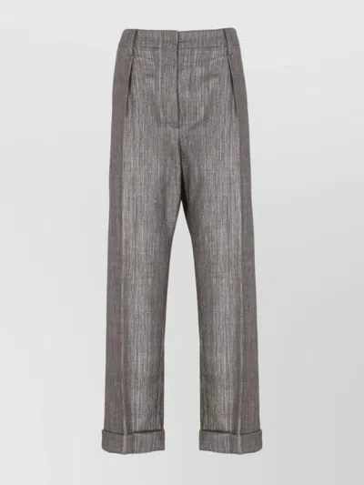 BRUNELLO CUCINELLI WIDE LEG TROUSERS PLEATED FRONT