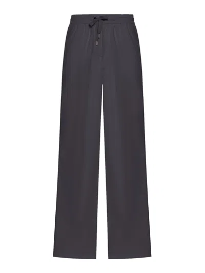 Brunello Cucinelli Wide Leg Trousers With Drawstring In Gray