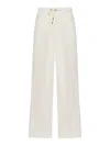 Brunello Cucinelli Wide Leg Trousers With Drawstring In Nude & Neutrals