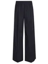 Brunello Cucinelli Wide-leg Trousers With Elastic Waistband In Luxurious Cotton Blend In Blue
