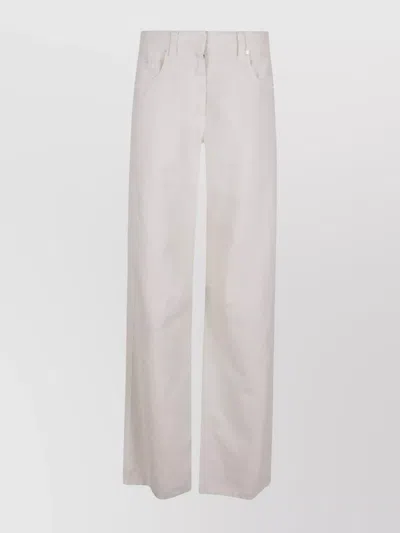 Brunello Cucinelli Wide-leg Trousers With Front And Back Pockets In White