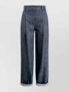 BRUNELLO CUCINELLI WIDE LEG TROUSERS WITH FRONT PLEATS AND CUFFED HEM