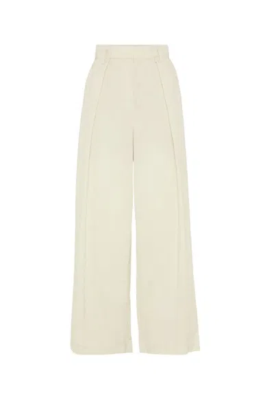 Brunello Cucinelli Wide-leg Trousers With High Waist In White