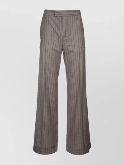 Brunello Cucinelli Wide Leg Trousers With Pinstripes And Belt Loops In Black