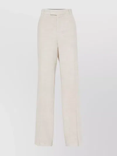 Brunello Cucinelli Wide-leg Trousers With Pockets And Pleats In Neutral
