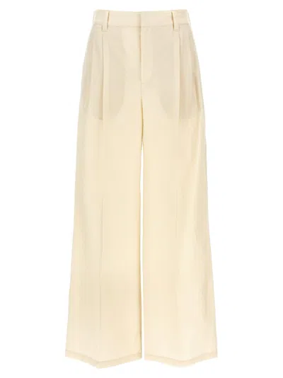 Brunello Cucinelli Wide-leg Trousers With Stretched Pleat In Multi