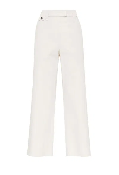 Brunello Cucinelli Wide-leg Trousers With Tailored Silhouette And Soft Finish In White