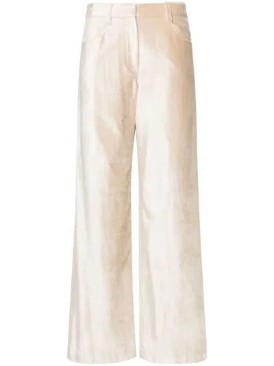 Brunello Cucinelli Wide-leg Velvet Trousers In Neutrals