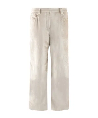 Brunello Cucinelli Wide-leg Velvet Trousers In White