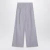 Brunello Cucinelli Violet Pants With Monil Detail On The Loop And Wide Leg In Cotton And Linen Blend Woman In Purple