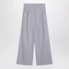 Brunello Cucinelli Violet Pants With Monil Detail On The Loop And Wide Leg In Cotton And Linen Blend Woman