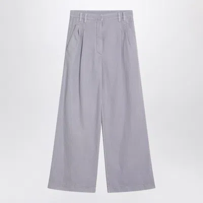 BRUNELLO CUCINELLI BRUNELLO CUCINELLI WIDE LILAC TROUSERS IN LINEN BLEND