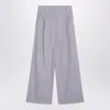 Brunello Cucinelli Violet Pants With Monil Detail On The Loop And Wide Leg In Cotton And Linen Blend Woman