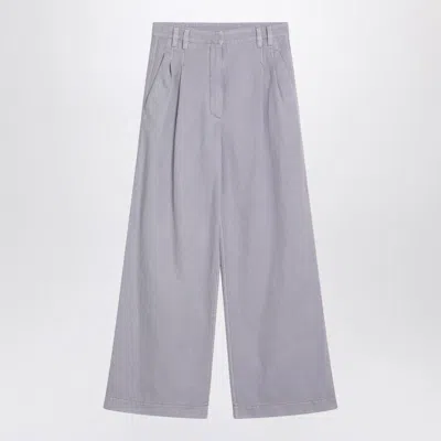 BRUNELLO CUCINELLI BRUNELLO CUCINELLI  WIDE LILAC TROUSERS IN LINEN BLEND