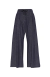 Brunello Cucinelli Women No-fade Denim Wide Pleated Pants With Monili In Dark Denim