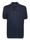 Brunello Cucinelli Wide Rib Knit Polo Shirt In Navy