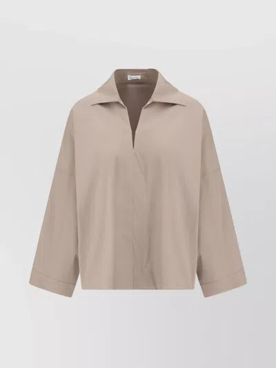 Brunello Cucinelli Wide Sleeved V-neck Blouse