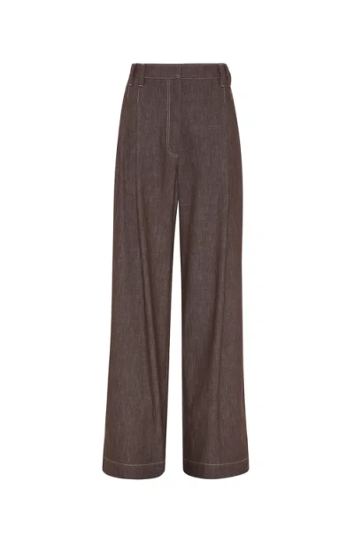 Brunello Cucinelli Wide Smart Trousers In Chocolate