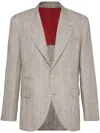 Brunello Cucinelli Wide Striped Blazer In Gray