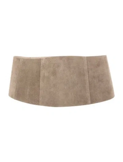 Pre-owned Brunello Cucinelli Wide Suede Waist Belt In Neutral