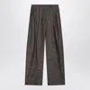 Brunello Cucinelli Wide Brown Trousers In Cotton Blend Women In Gray