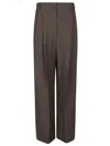 Brunello Cucinelli Wide Trousers With Double Tailored Pleat In Brown