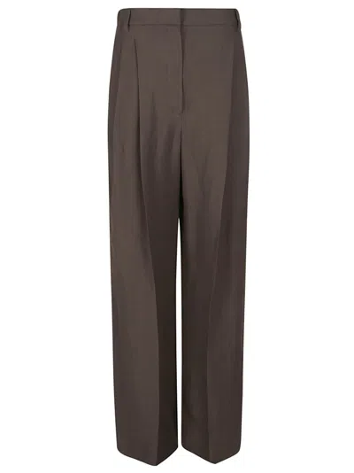 Brunello Cucinelli Wide Trousers With Double Tailored Pleat In Brown