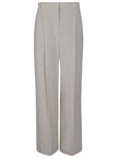 Brunello Cucinelli Wide Trousers With Double Tailored Pleats In Neutrals