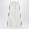 Brunello Cucinelli Wide White Trousers In Cotton And Silk Women
