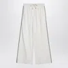 Brunello Cucinelli Wide White Trousers In Cotton And Silk Women