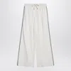 Brunello Cucinelli Wide White Trousers In Cotton And Silk Women
