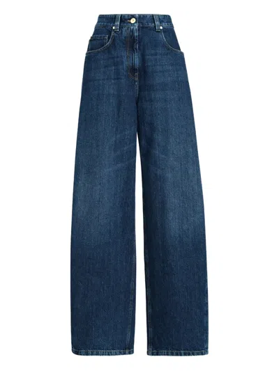 Brunello Cucinelli Wide-leg Cotton Denim Jeans In Blue