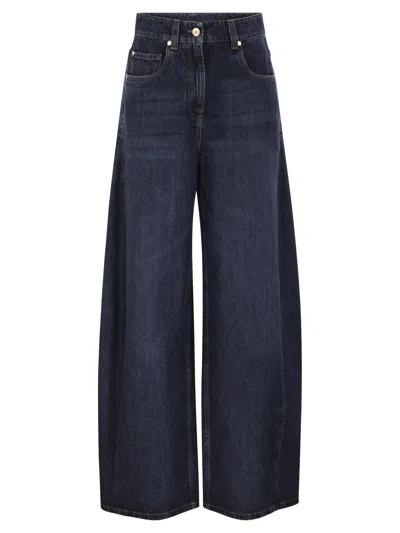 Brunello Cucinelli Wide-leg Cotton Denim Jeans In Blue