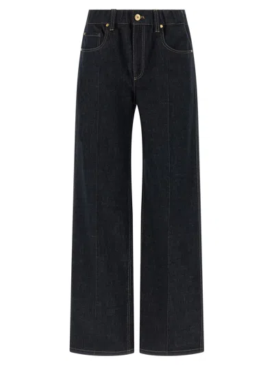 Brunello Cucinelli Wide-leg Cotton Denim Jeans In Black