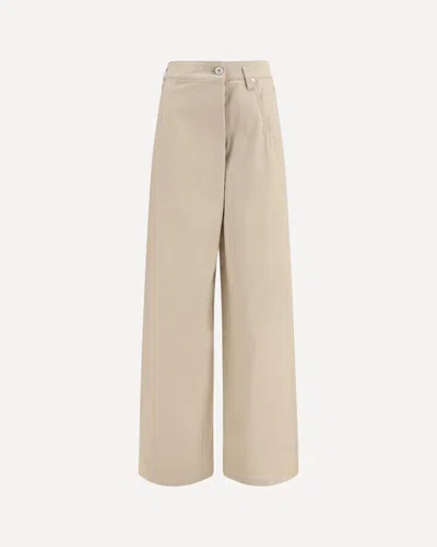 Brunello Cucinelli Wide-leg Cotton Pants With Monili In Neutral