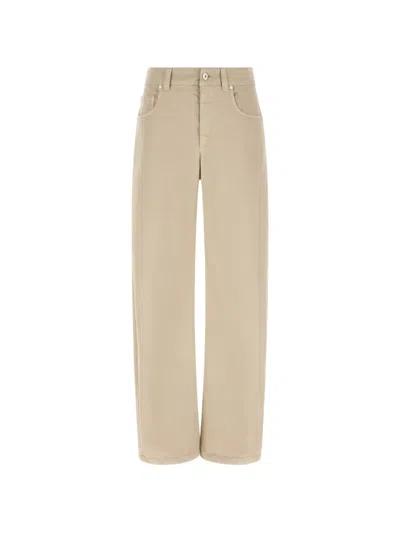 Brunello Cucinelli Cotton Canvas Relaxed-fit Trousers In Neutral
