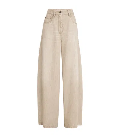 Brunello Cucinelli Wide-leg Jeans In Beige