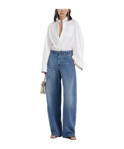 Brunello Cucinelli Wide-leg Jeans In Blue