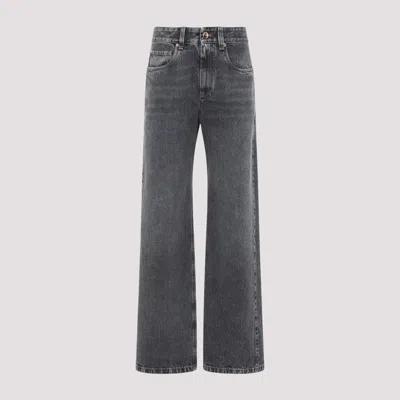 Brunello Cucinelli Cotton Mid-rise Wide-leg Jeans In Gray