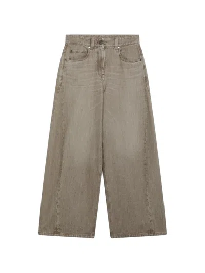 Brunello Cucinelli Wide-leg Jeans In Brown