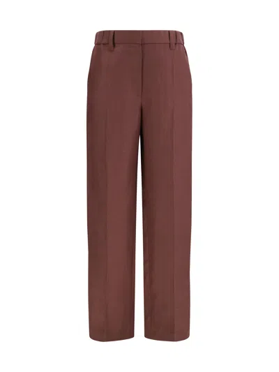 Brunello Cucinelli Wide-leg Linen Trousers In Rhubarb