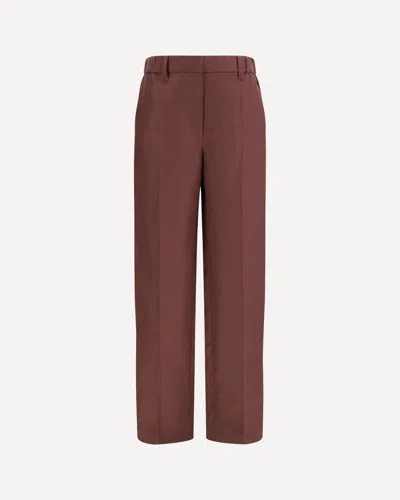Brunello Cucinelli Wide-leg Pants In Linen With Elastic Waistband And Belt Loops In Brown