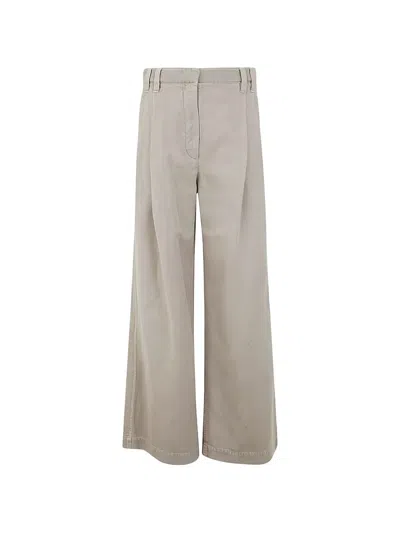 Brunello Cucinelli Wide-leg Pleated Trousers In Neutral