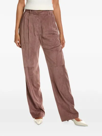 Brunello Cucinelli Wide-leg Suede Trousers In Pink