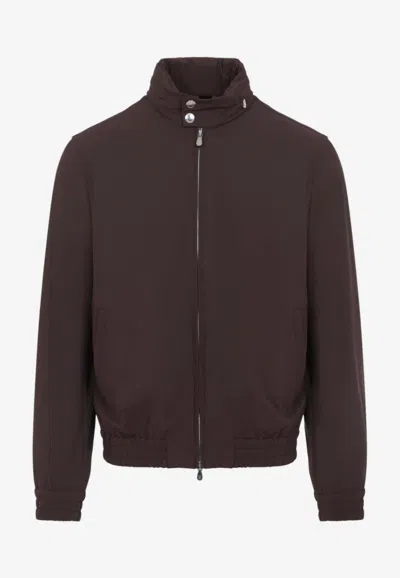 Brunello Cucinelli Windbreaker Jacket With Concealed-hood In Brown
