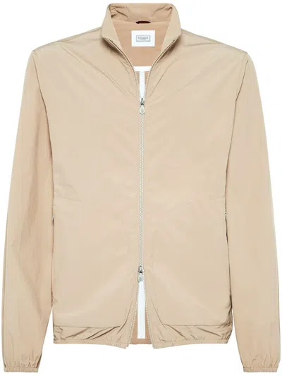 Brunello Cucinelli Zip-fastening Windbreaker Jacket In Beige