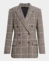 Brunello Cucinelli Windowpane Double-breasted Jacket In Gray