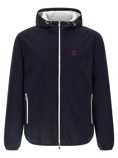 Brunello Cucinelli Windproof Jacket Puffer Jackets Blue
