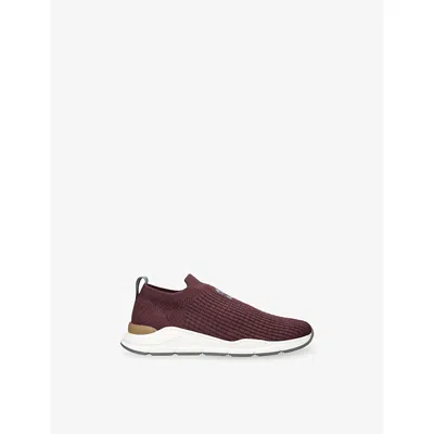 Brunello Cucinelli Wine Kids' Logo-embroidered Stretch-knit Trainers Eur 30 / 12 Uk In Burgundy